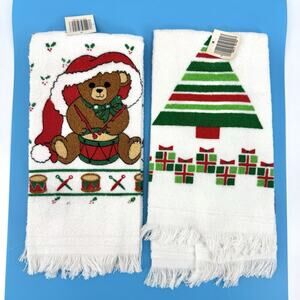 Set of 2 Vintage Hand Towels by Cannon Christmas Time 100% cotton made In USA